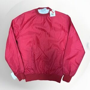 NWT Vintage 80s West Wind Red Satin Windbreaker Jacket Small Shoulder Zip USA